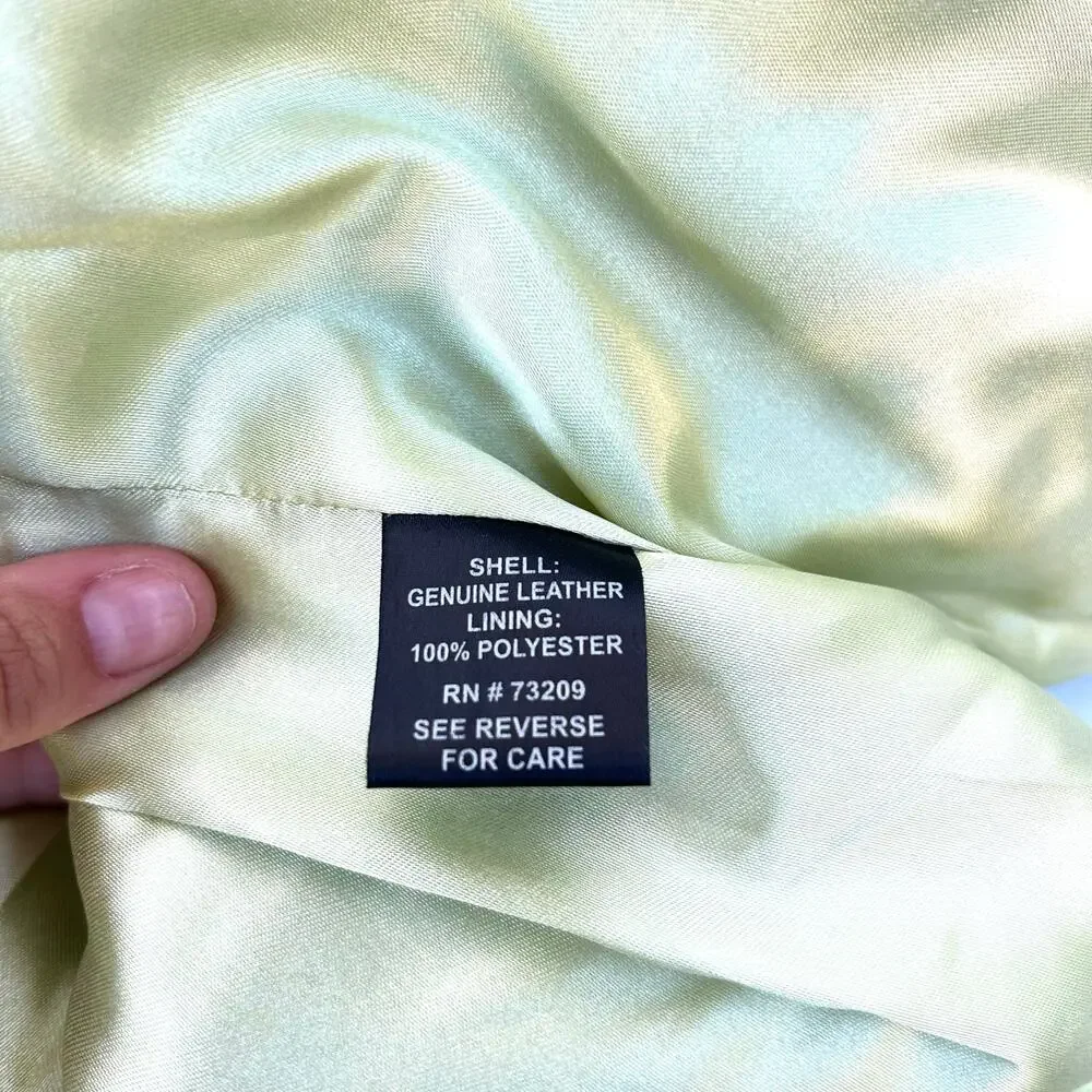 St. John Coats Y2K Vintage Like Green Leather Blazer Jacket Small Zip Statement